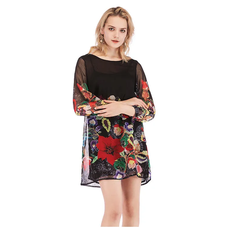 Chiffon Dress Summer Women's Trend Cartoon Print Women's Clothing