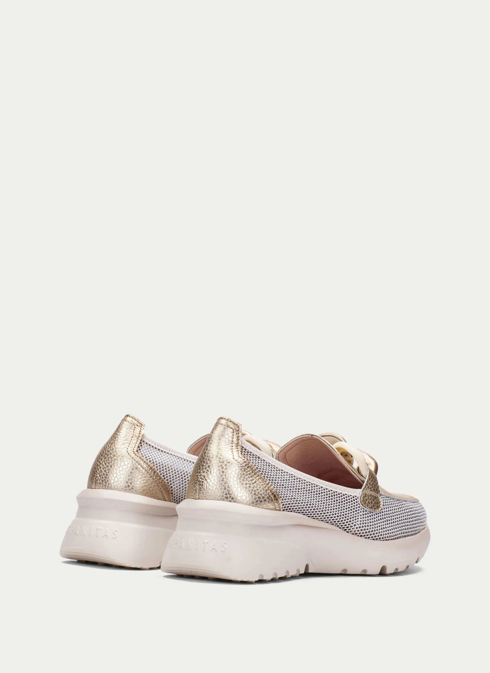 Hispanitas Gold Leather Slip On Shoes