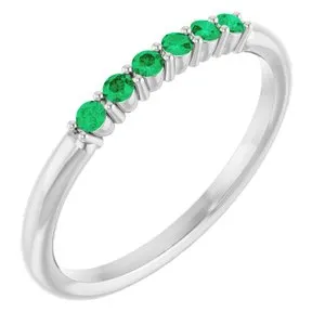 Sterling Silver Natural Emerald Stackable Ring