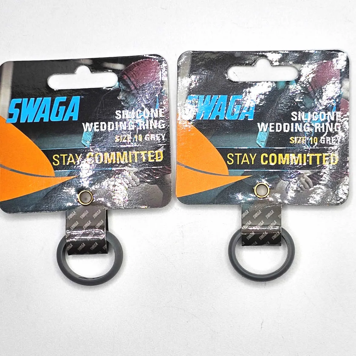 Swaga Silicone Wedding Ring 9, 10 Black, Red Grey Blue Tie Dye 2 Pcs NEW