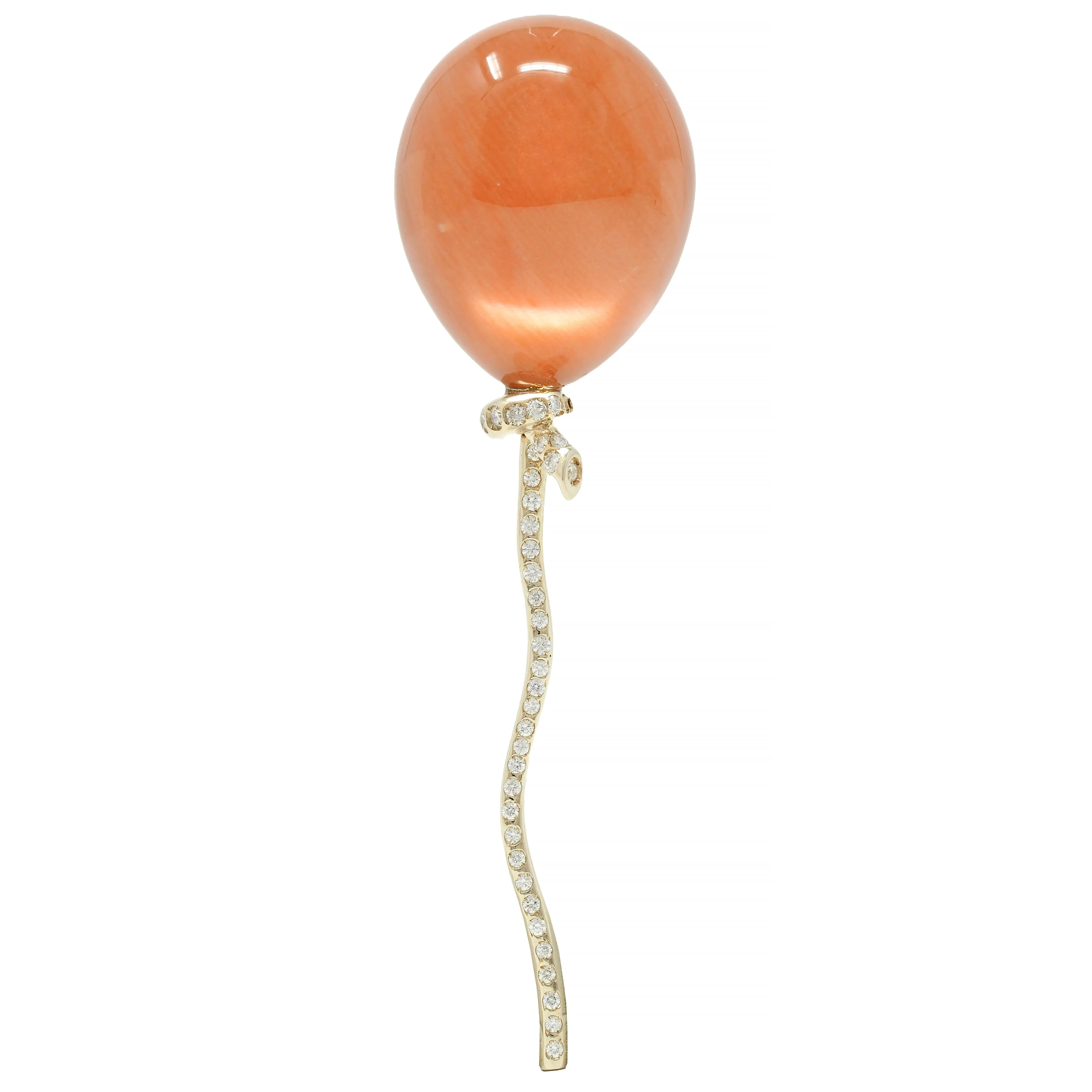 Vhernier Diamond Quartz Coral Mother-of-Pearl 18 Karat Gold Balloon Palloncino Brooch