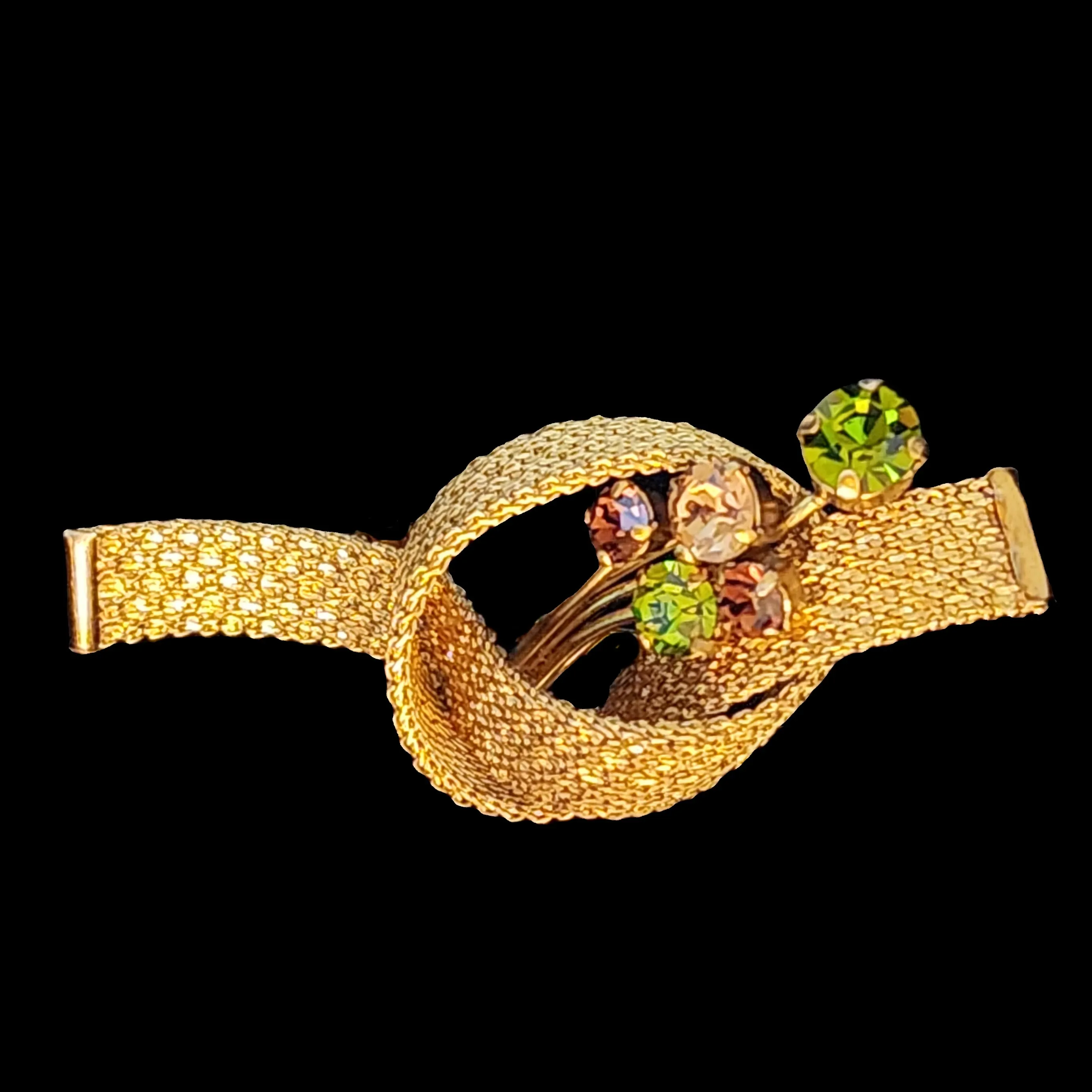 Vintage Mesh Knot Rhinestone Brooch